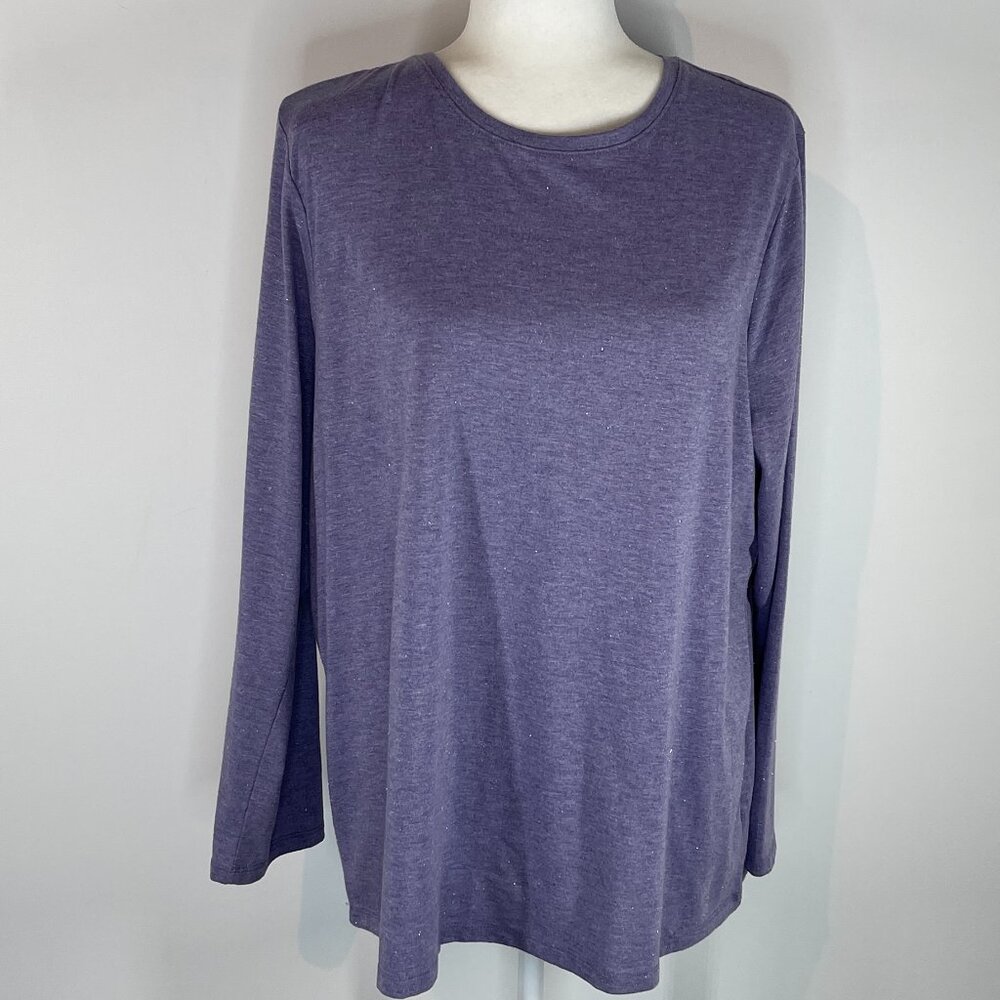 Lane Bryant Purple Long Sleeve Shirt with Silver Threading size 14/16